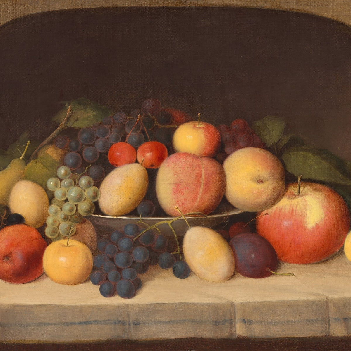 Still Life Oil Painting - Fruit Bowl with Grapes - Oil Painting Haven