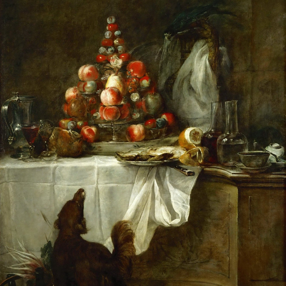 Still Life Oil Painting - Fruit Feast with Dog - Oil Painting Haven