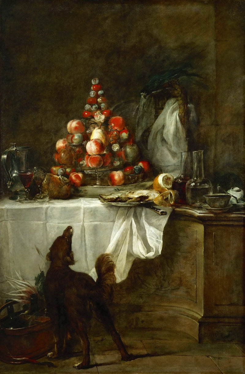Still Life Oil Painting - Fruit Feast with Dog - Oil Painting Haven