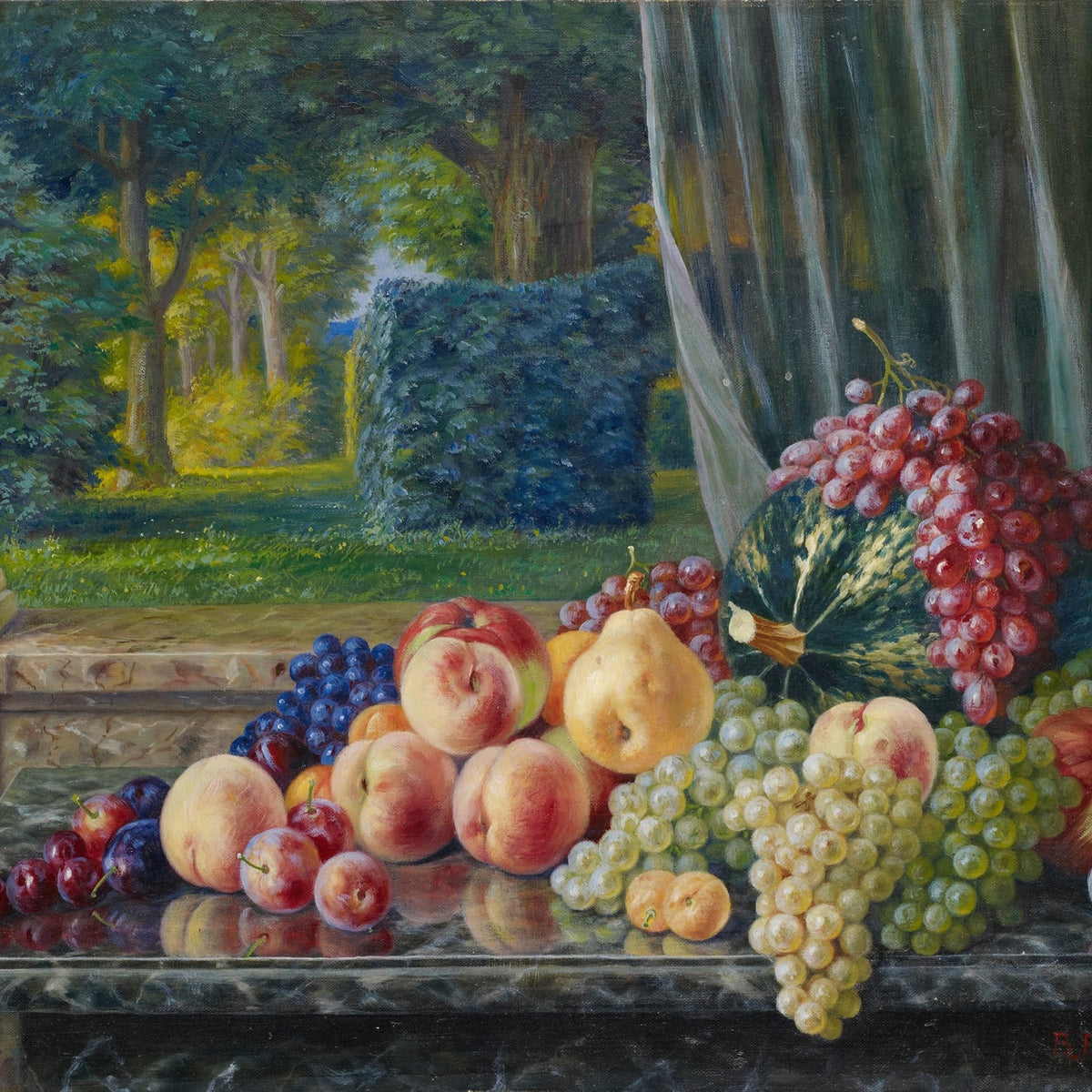 Still Life Oil Painting - Fruit on Marble Table - Oil Painting Haven
