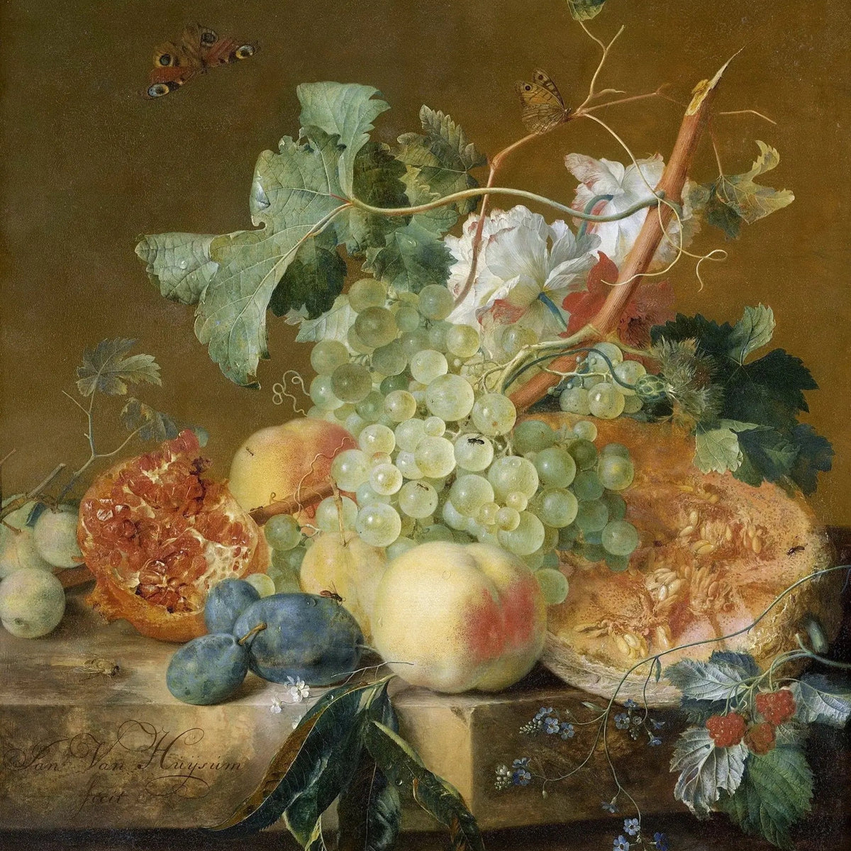 Still Life Oil Painting - Fruits, Flowers and Butterflies - Oil Painting Haven