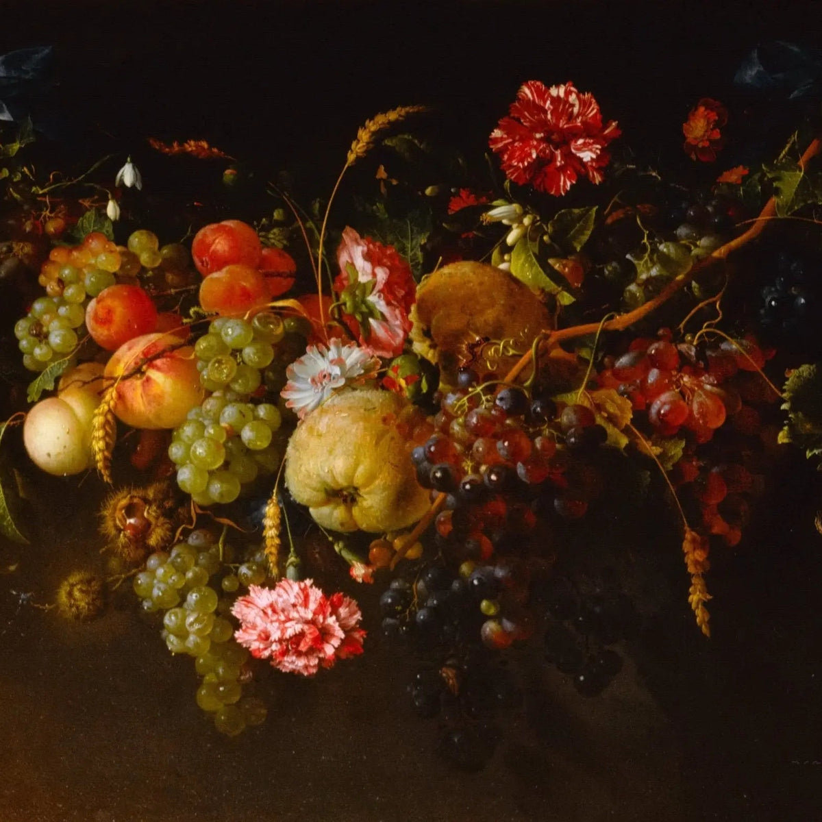 Still Life Oil Painting - Fruits, Flowers and Butterfly Wall Art - Oil Painting Haven