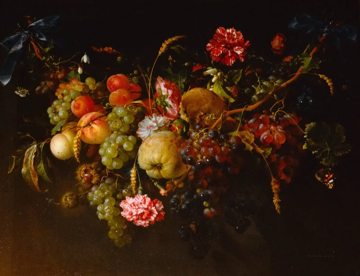 Still Life Oil Painting - Fruits, Flowers and Butterfly Wall Art - Oil Painting Haven