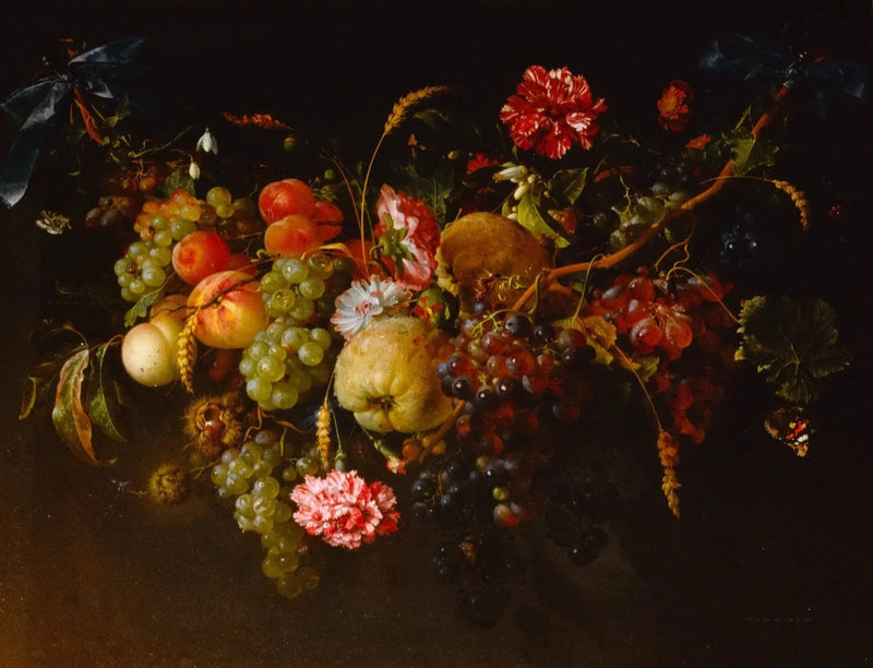 Still Life Oil Painting - Fruits, Flowers and Butterfly Wall Art - Oil Painting Haven