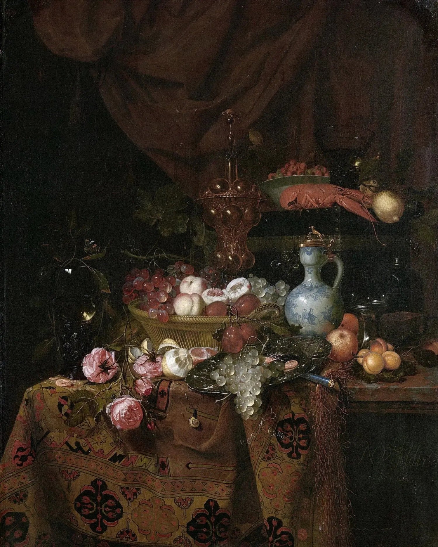 Still Life Oil Painting - Fruits, Flowers and Ornate Vessels - Oil Painting Haven