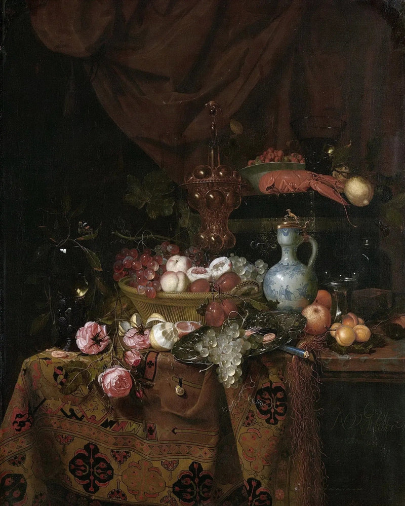 Still Life Oil Painting - Fruits, Flowers and Ornate Vessels - Oil Painting Haven