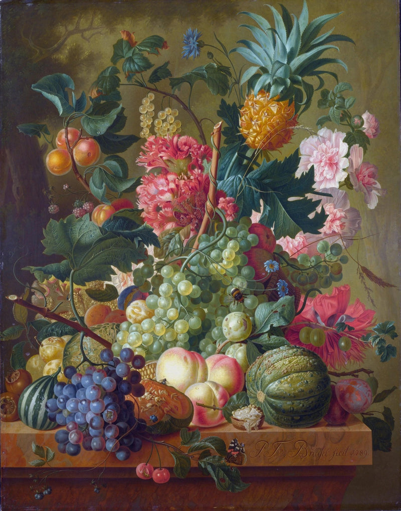 Still Life Oil Painting - Fruits, Flowers and Pineapple - Oil Painting Haven