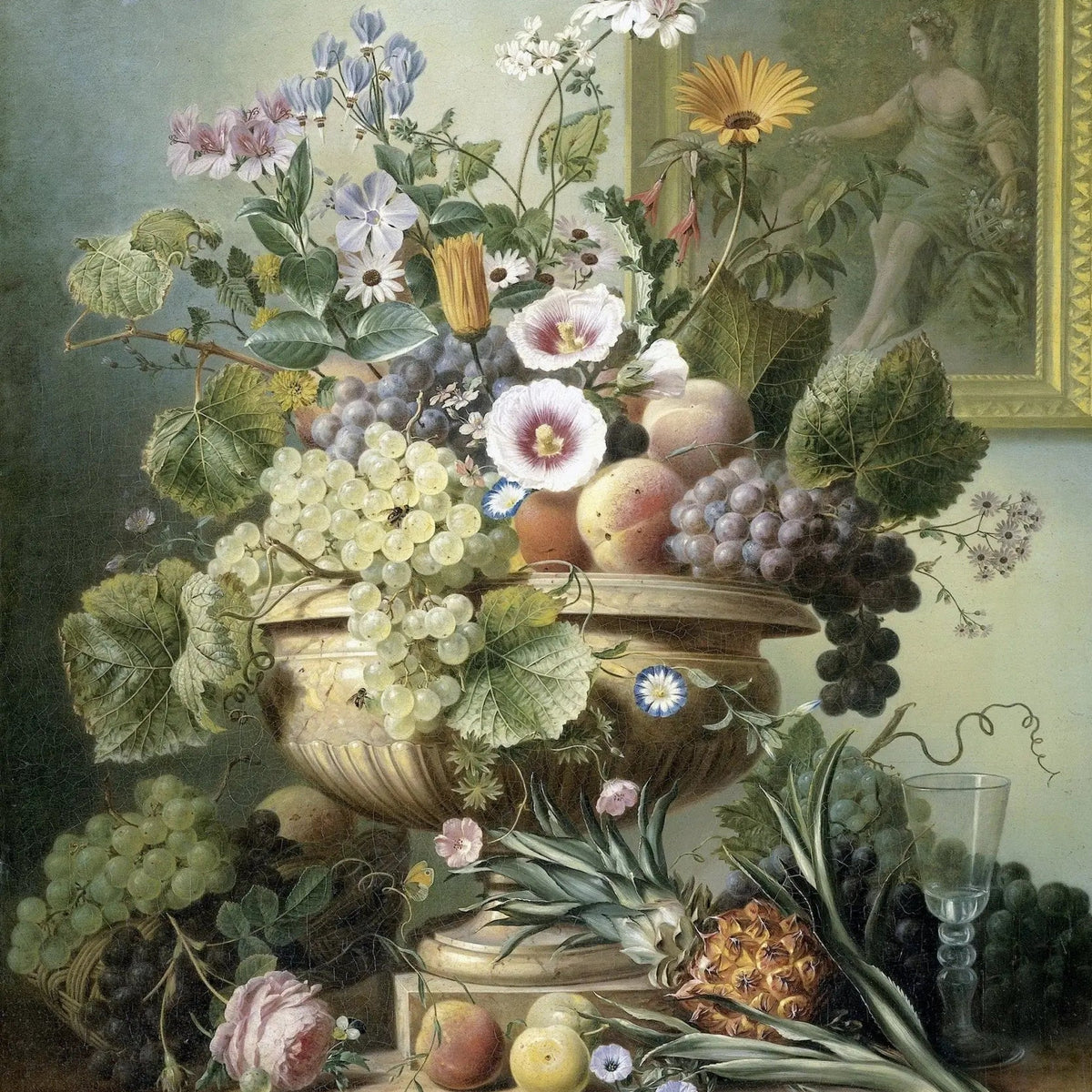 Still Life Oil Painting - Fruits, Flowers and Urn - Oil Painting Haven