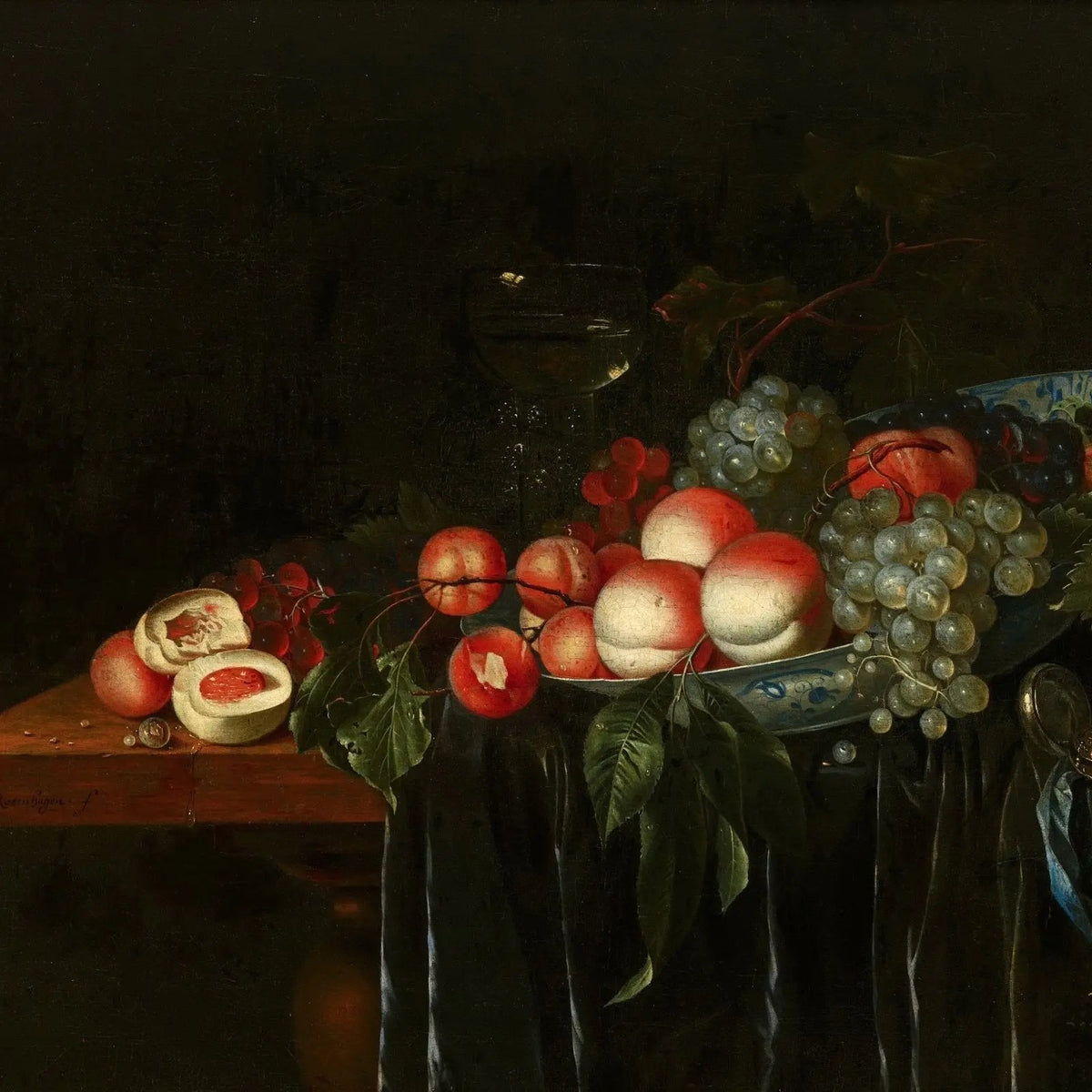 Still Life Oil Painting - Fruits, Glass and Decorative Plate - Oil Painting Haven