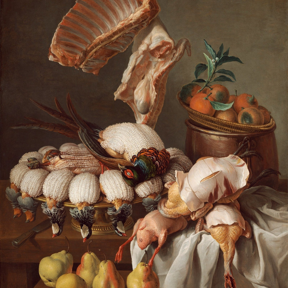Still Life Oil Painting - Game Birds and Fruit - Oil Painting Haven