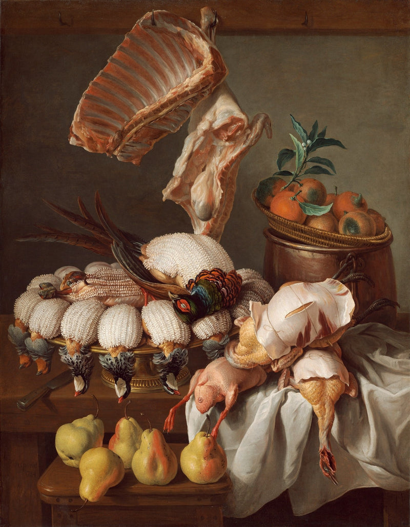 Still Life Oil Painting - Game Birds and Fruit - Oil Painting Haven