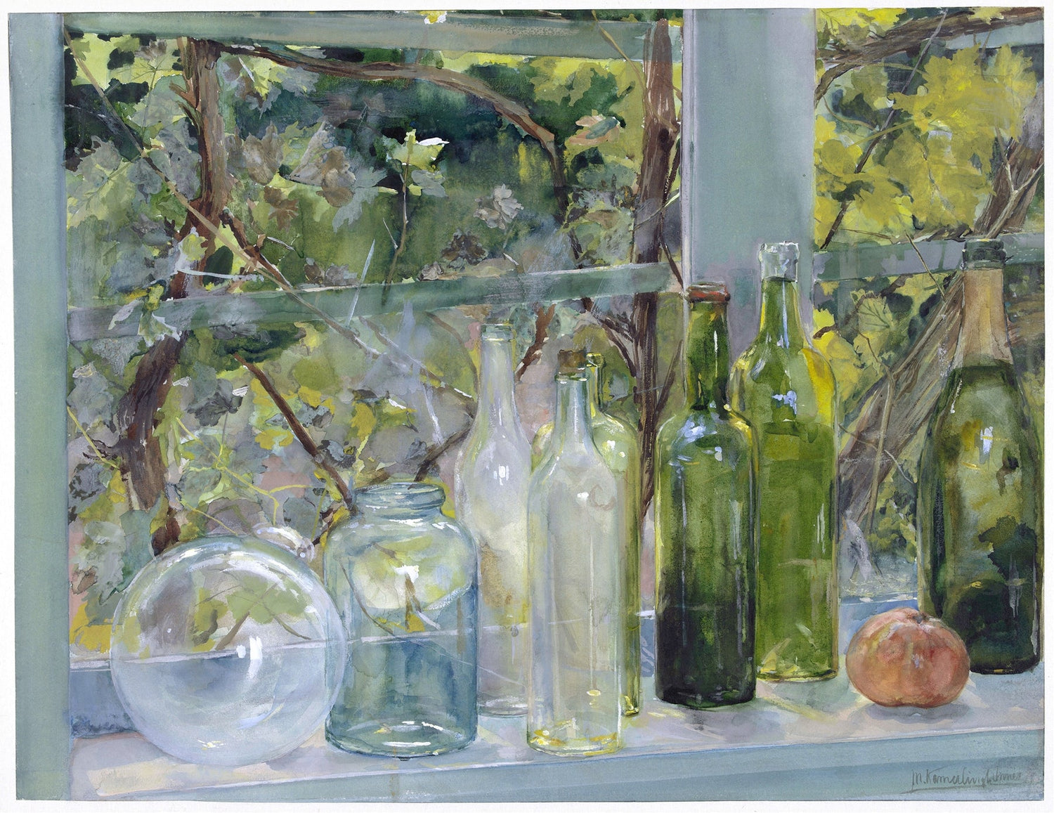 Still Life Oil Painting - Glass Bottles by Window - Oil Painting Haven