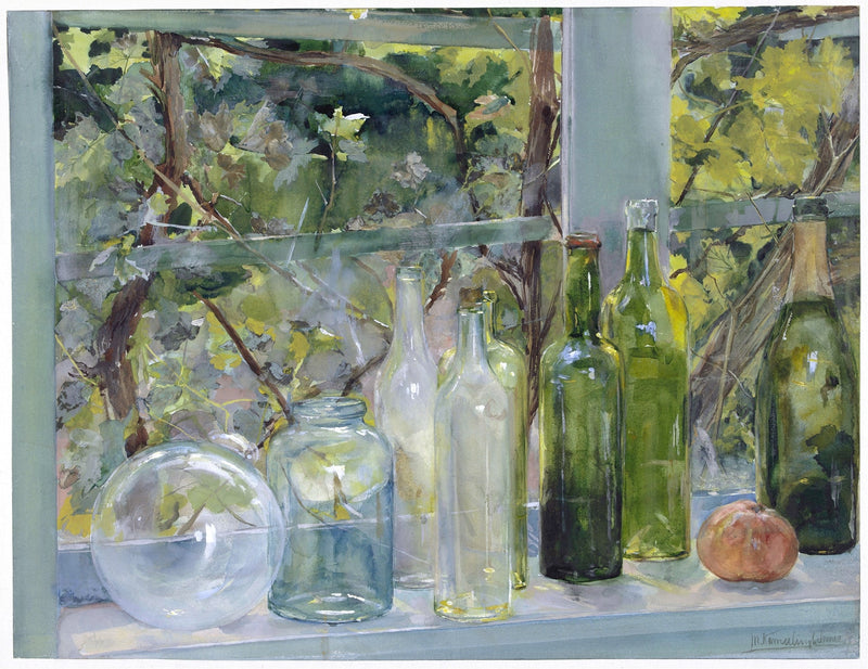 Still Life Oil Painting - Glass Bottles by Window - Oil Painting Haven