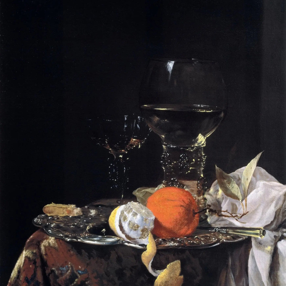 Still Life Oil Painting - Glass, Citrus and Ornate Plate - Oil Painting Haven