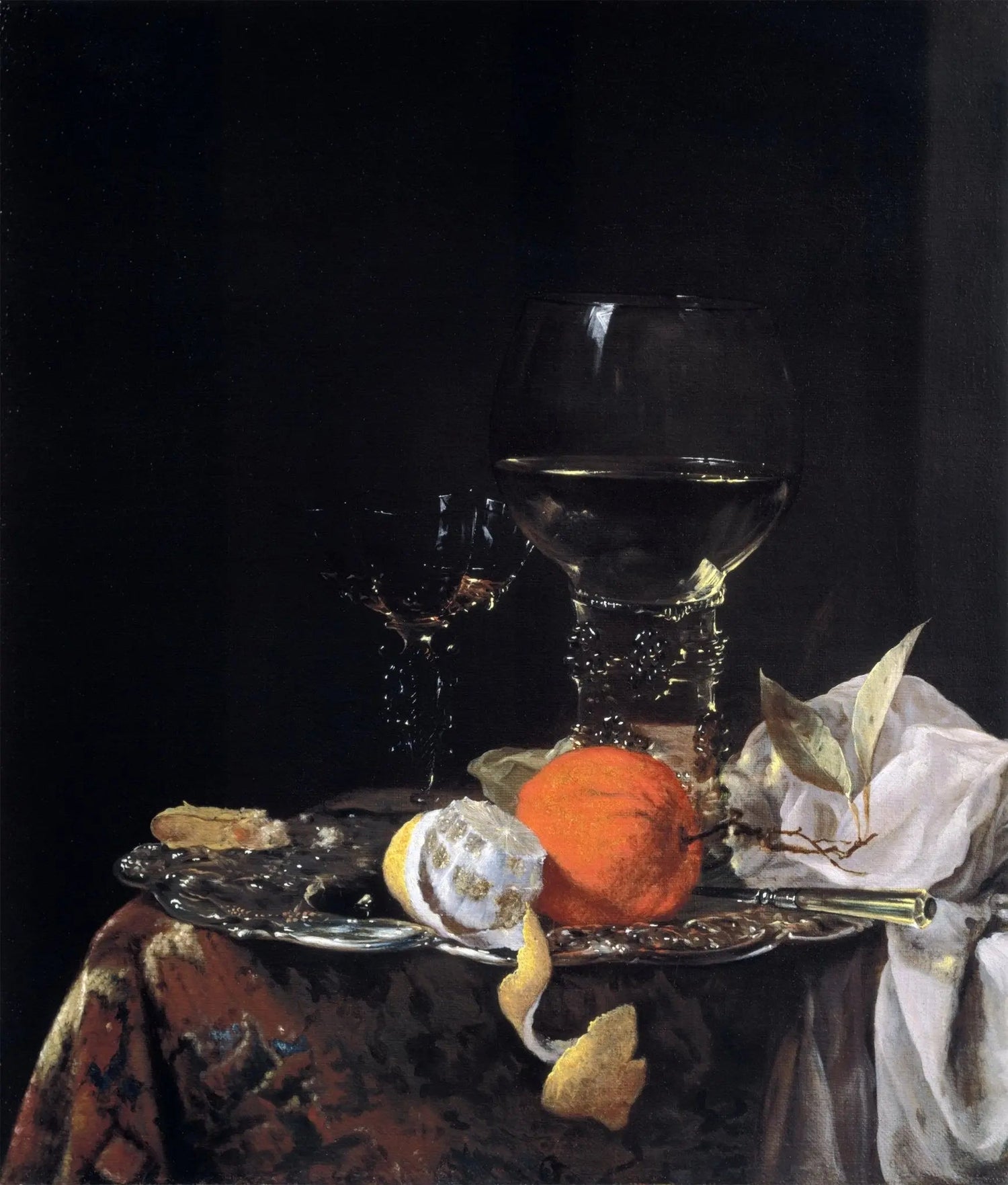 Still Life Oil Painting - Glass, Citrus and Ornate Plate - Oil Painting Haven