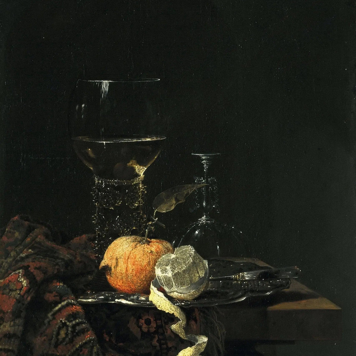 Still Life Oil Painting - Glass, Fruit and Ornate Plate - Oil Painting Haven