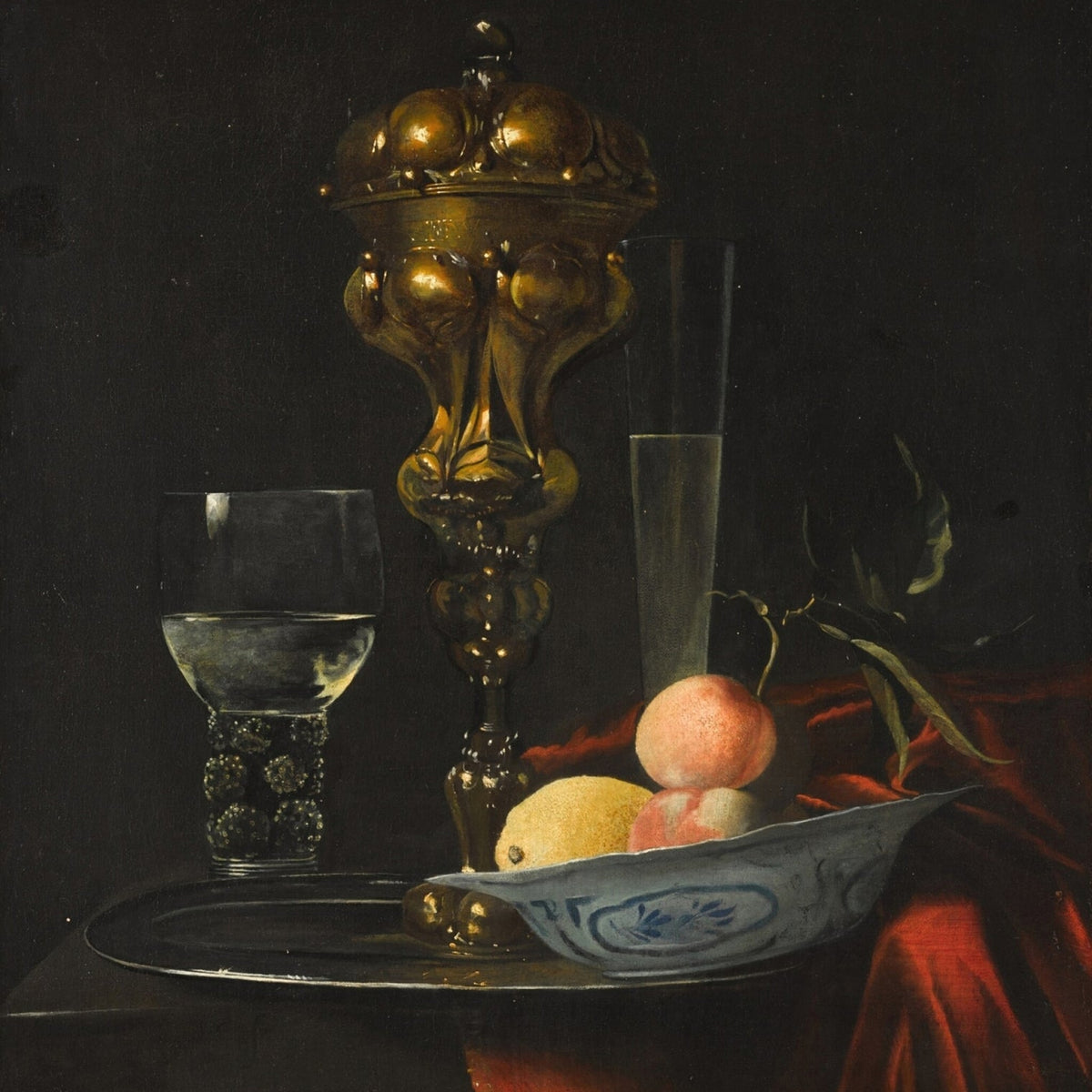 Still Life Oil Painting - Goblet, Fruit and Gold Urn - Oil Painting Haven