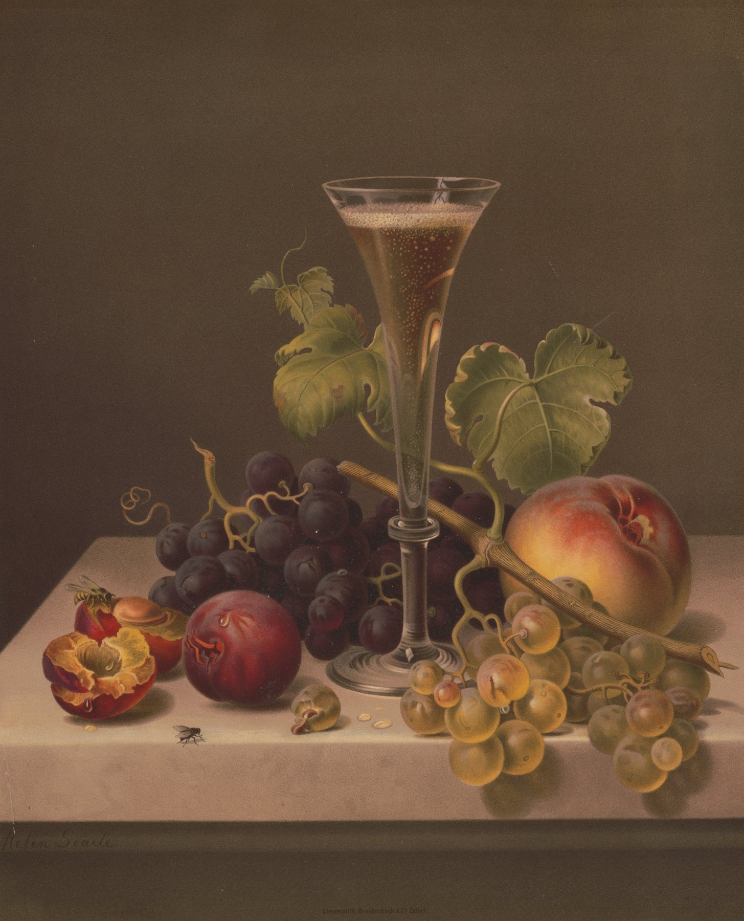 Still Life Oil Painting - Grapes and Champagne Glass - Oil Painting Haven