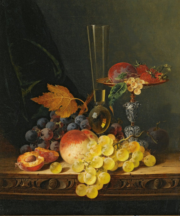 Still Life Oil Painting - Grapes and Fruit Goblet - Oil Painting Haven