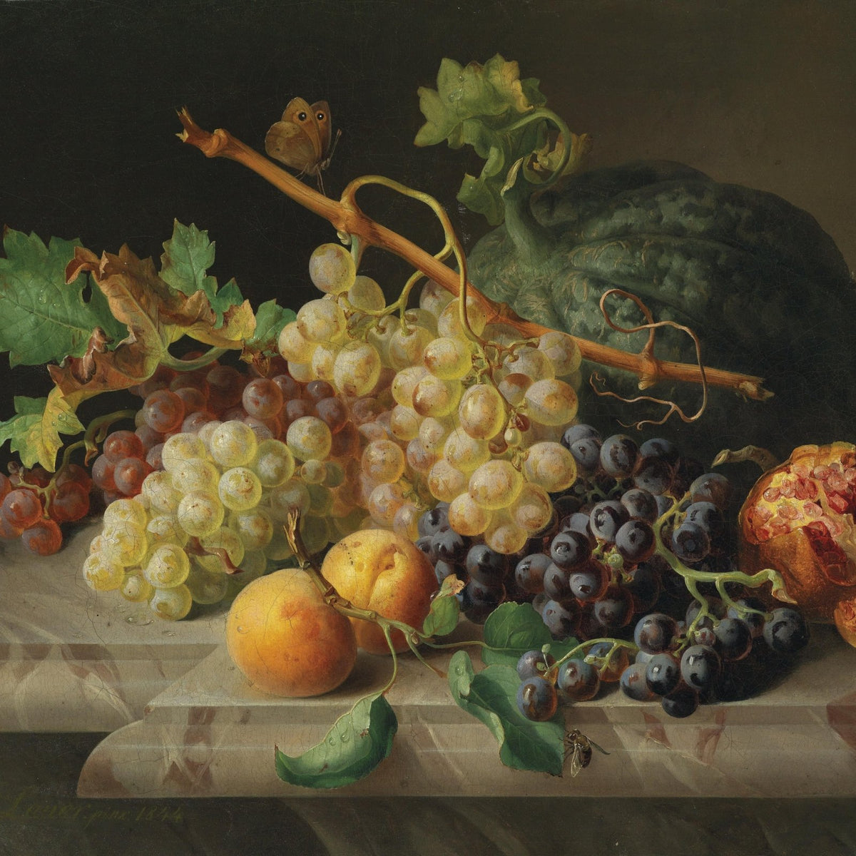 Still Life Oil Painting - Grapes and Pomegranate - Oil Painting Haven