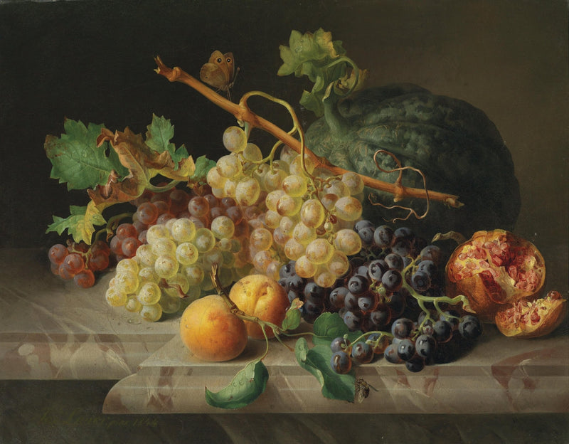 Still Life Oil Painting - Grapes and Pomegranate - Oil Painting Haven