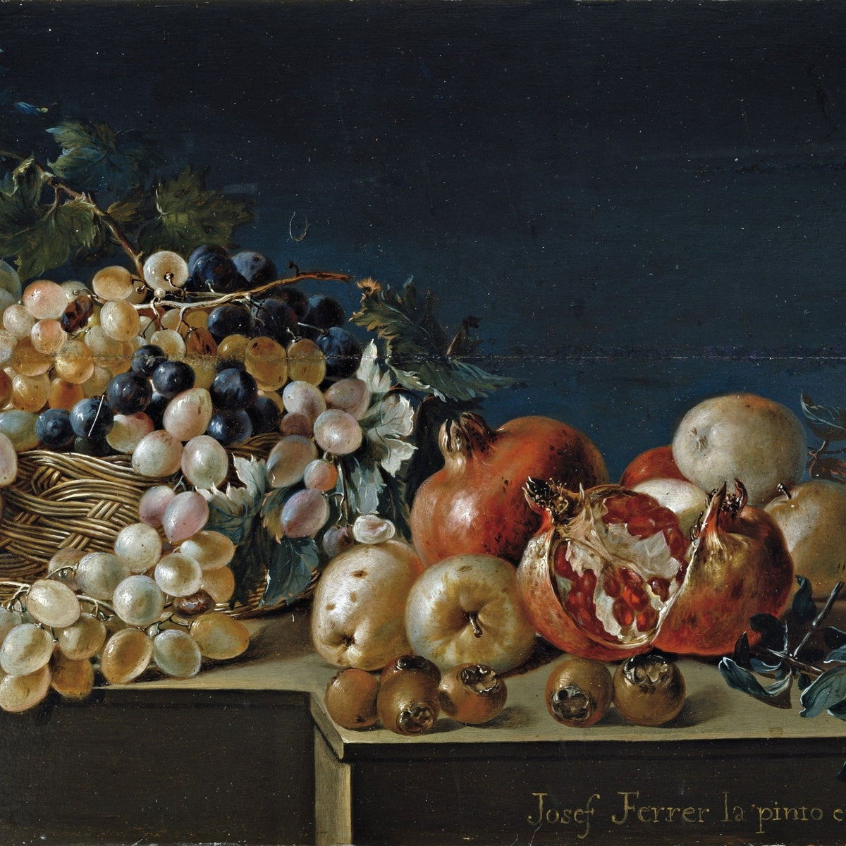 Still Life Oil Painting - Grapes and Pomegranates - Oil Painting Haven