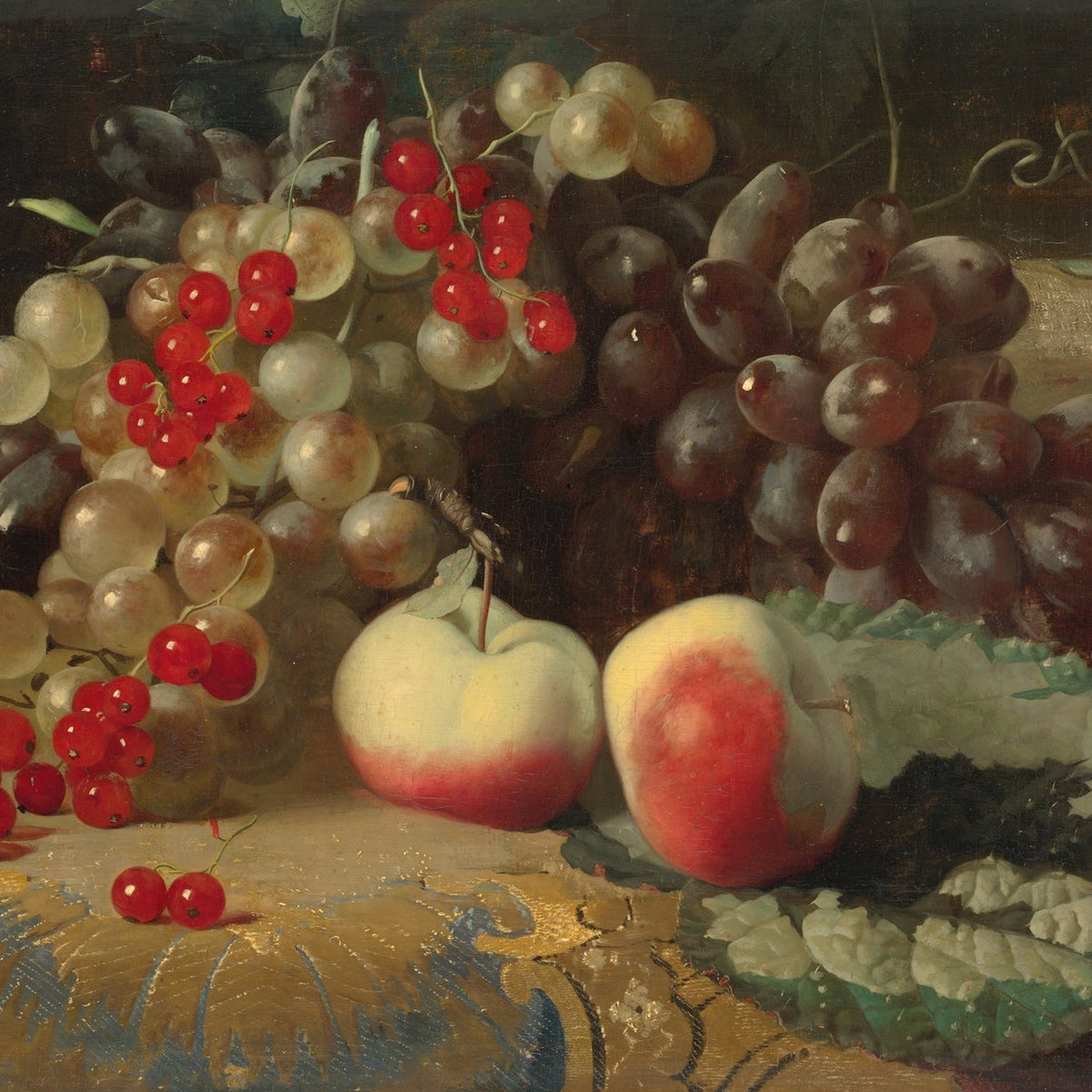 Still Life Oil Painting - Grapes, Apples and Red Currants - Oil Painting Haven