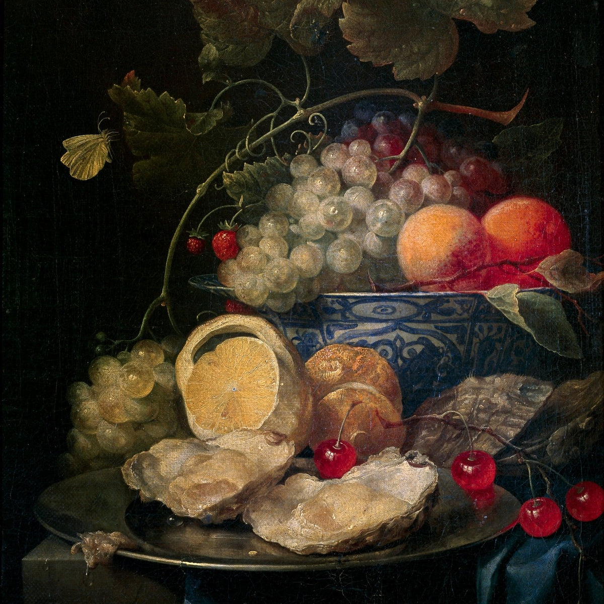 Still Life Oil Painting - Grapes, Oysters and Citrus - Oil Painting Haven