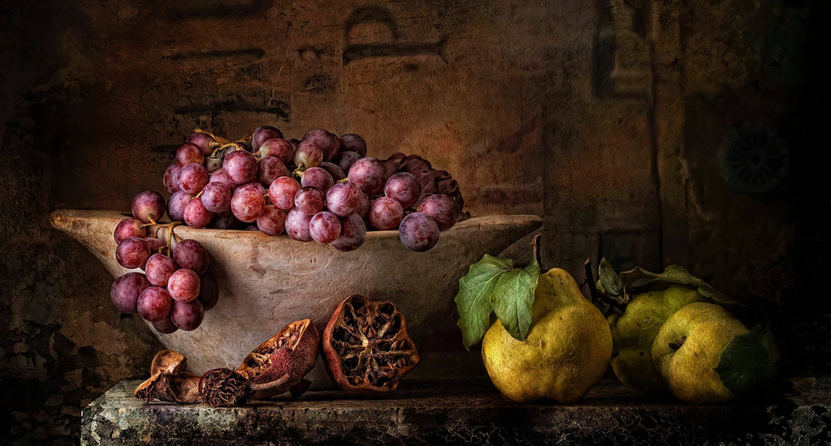 Still Life Oil Painting - Grapes, Quinces and Pomegranate - Oil Painting Haven