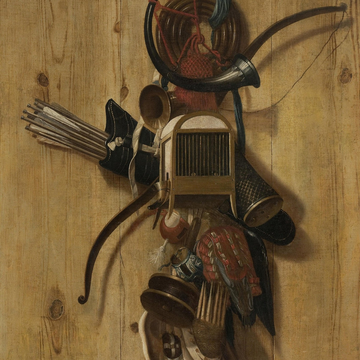 Still Life Oil Painting - Hunting Gear and Bow - Oil Painting Haven