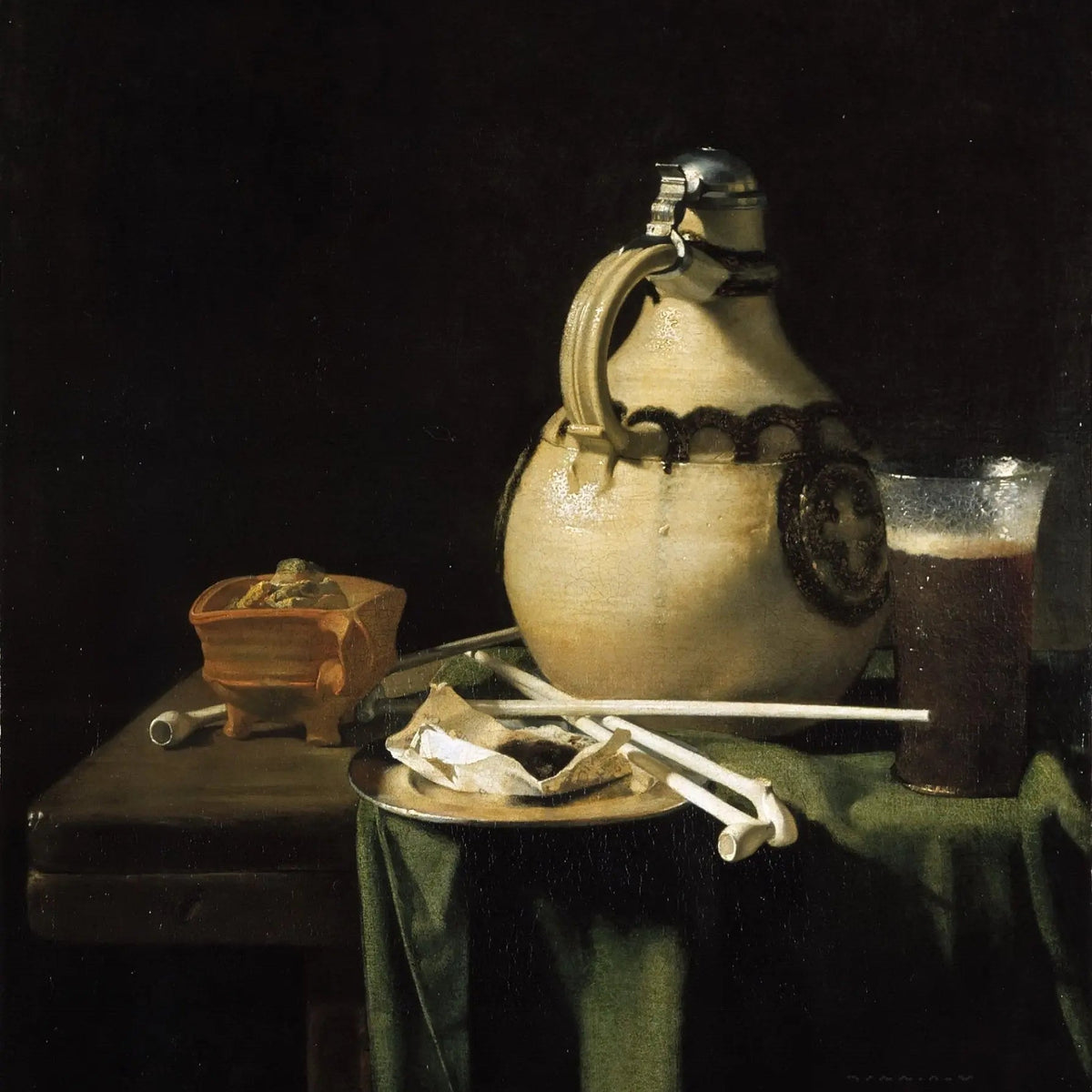 Still Life Oil Painting - Jug, Glass and Clay Bowl - Oil Painting Haven