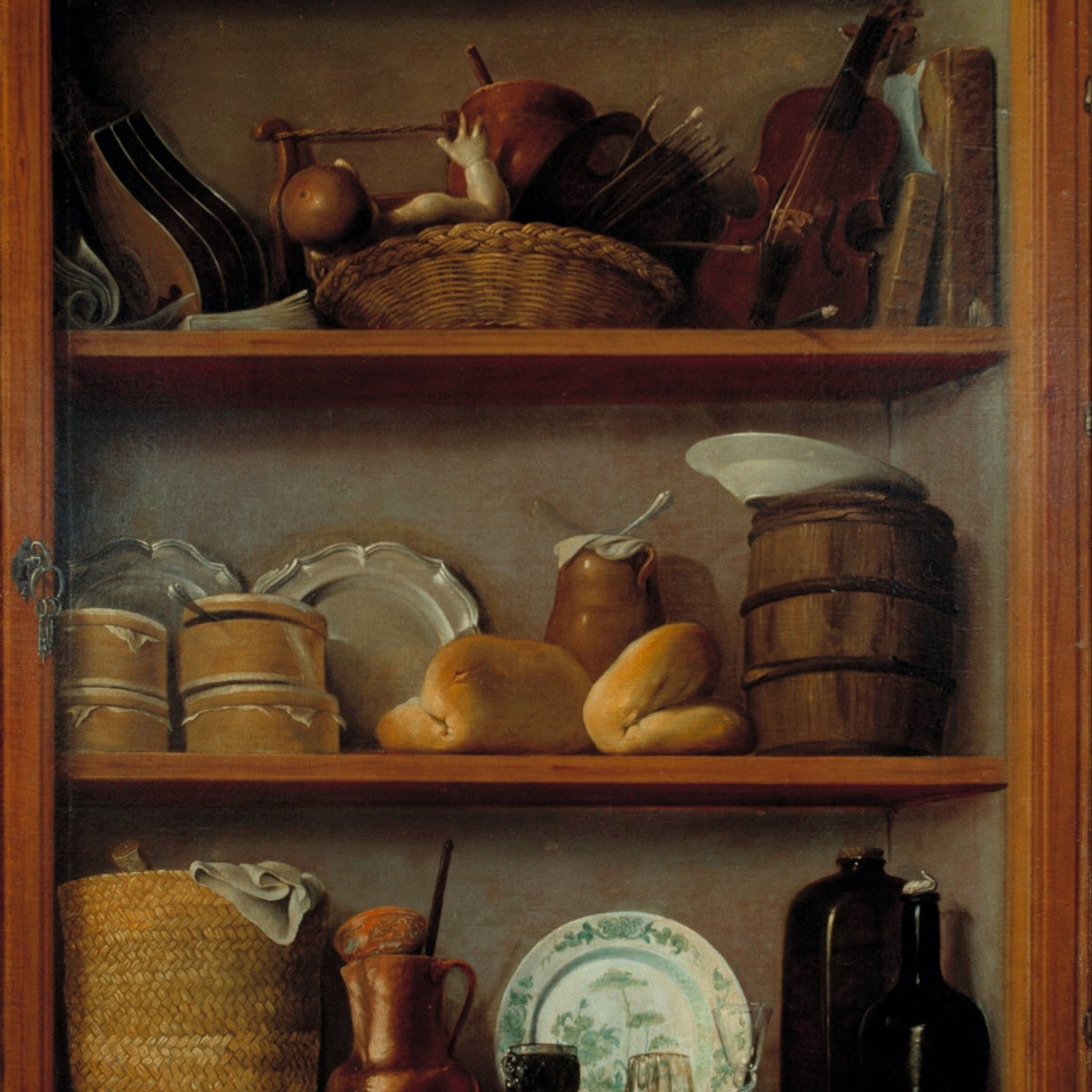 Still Life Oil Painting - Kitchen Shelf with Violin - Oil Painting Haven