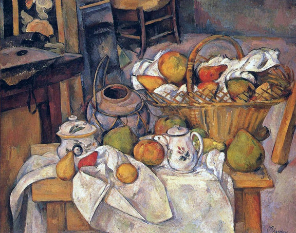 Still Life Oil Painting - Kitchen Table with Fruit - Oil Painting Haven
