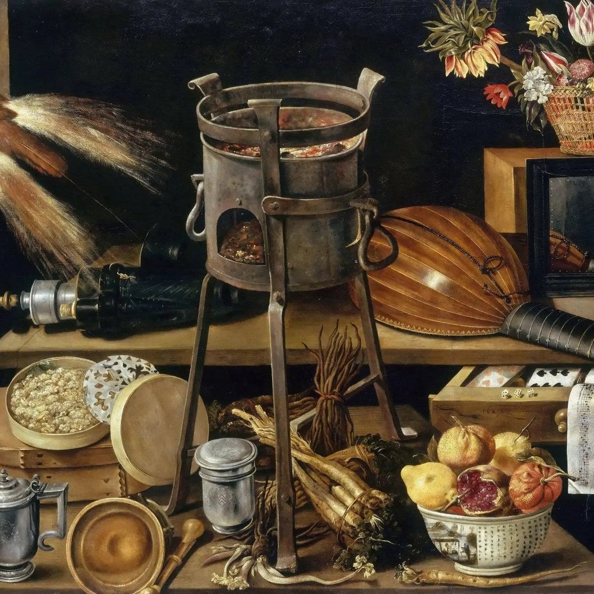 Still Life Oil Painting - Kitchenware, Fruits and Musical Items - Oil Painting Haven