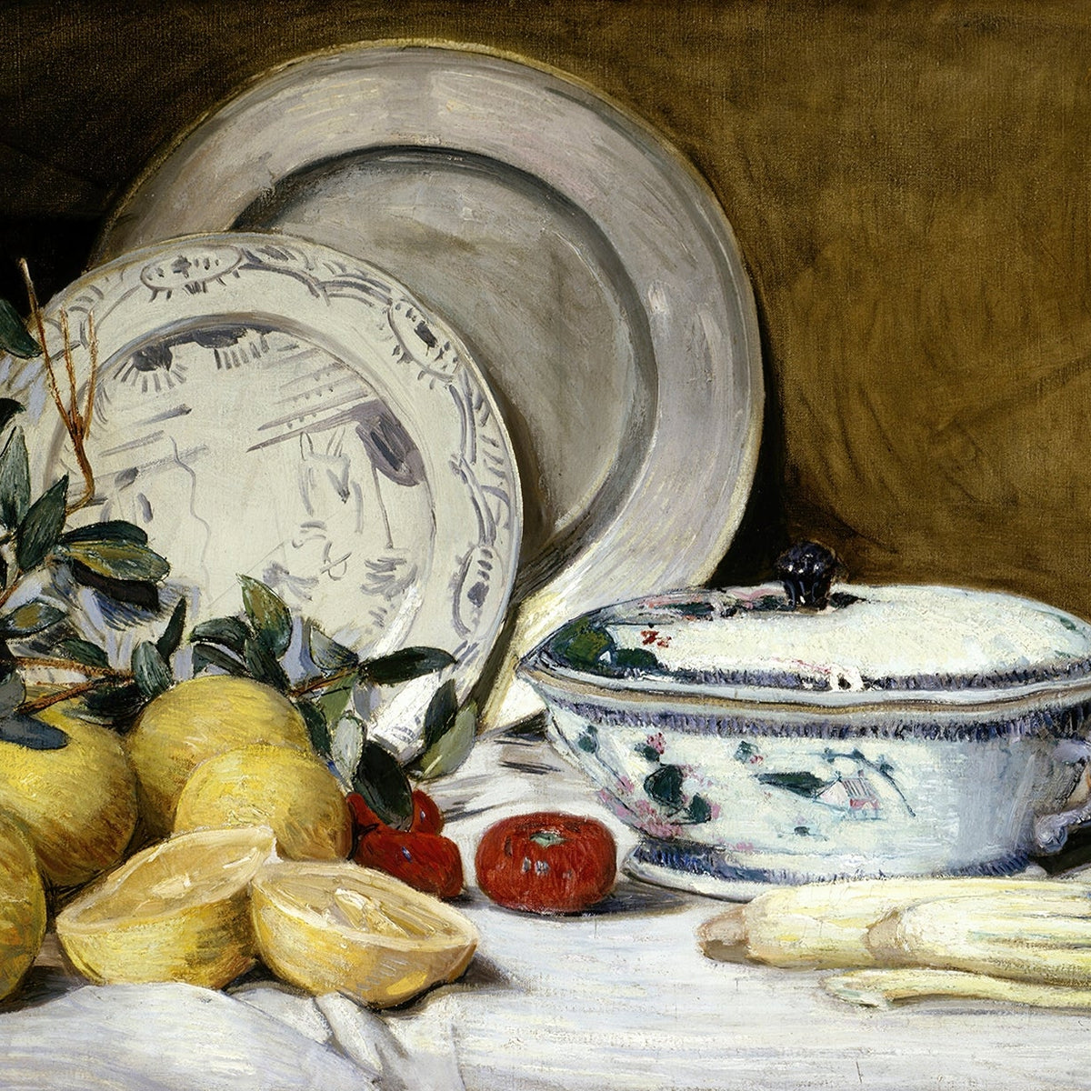 Still Life Oil Painting - Lemons and Ceramic Dishes - Oil Painting Haven