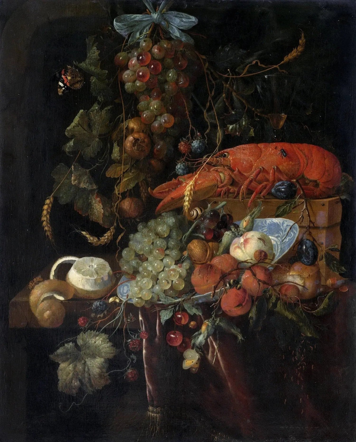 Still Life Oil Painting - Lobster, Fruits and Insects - Oil Painting Haven