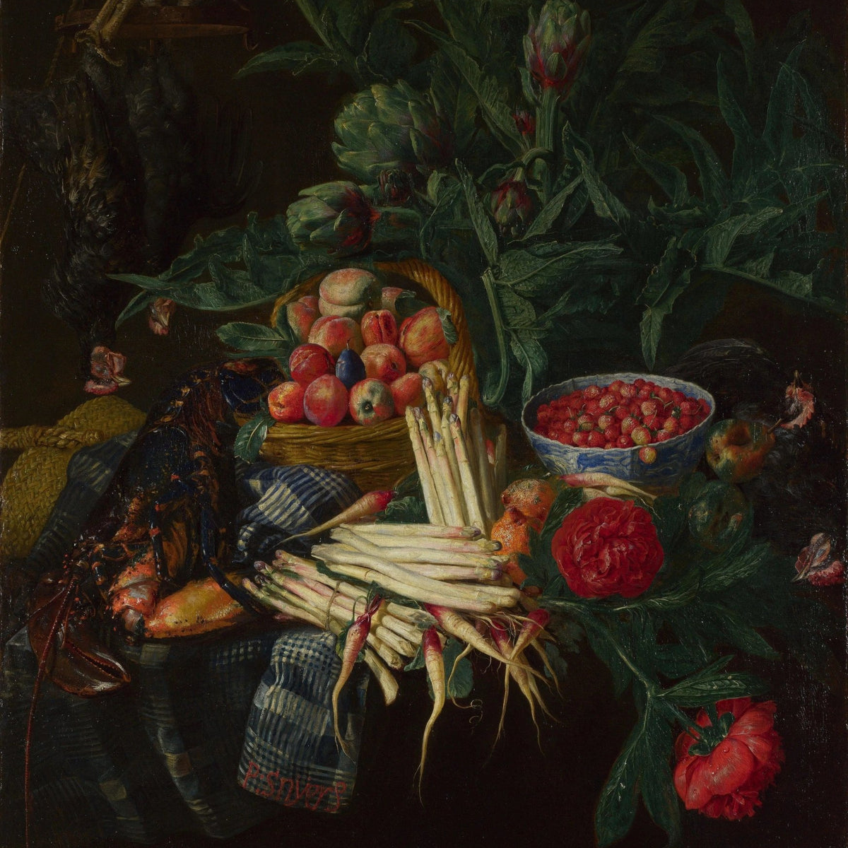 Still Life Oil Painting - Lobster, Fruits and Vegetables - Oil Painting Haven