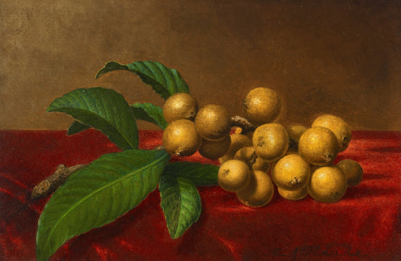 Still Life Oil Painting - Loquats with Green Leaves - Oil Painting Haven