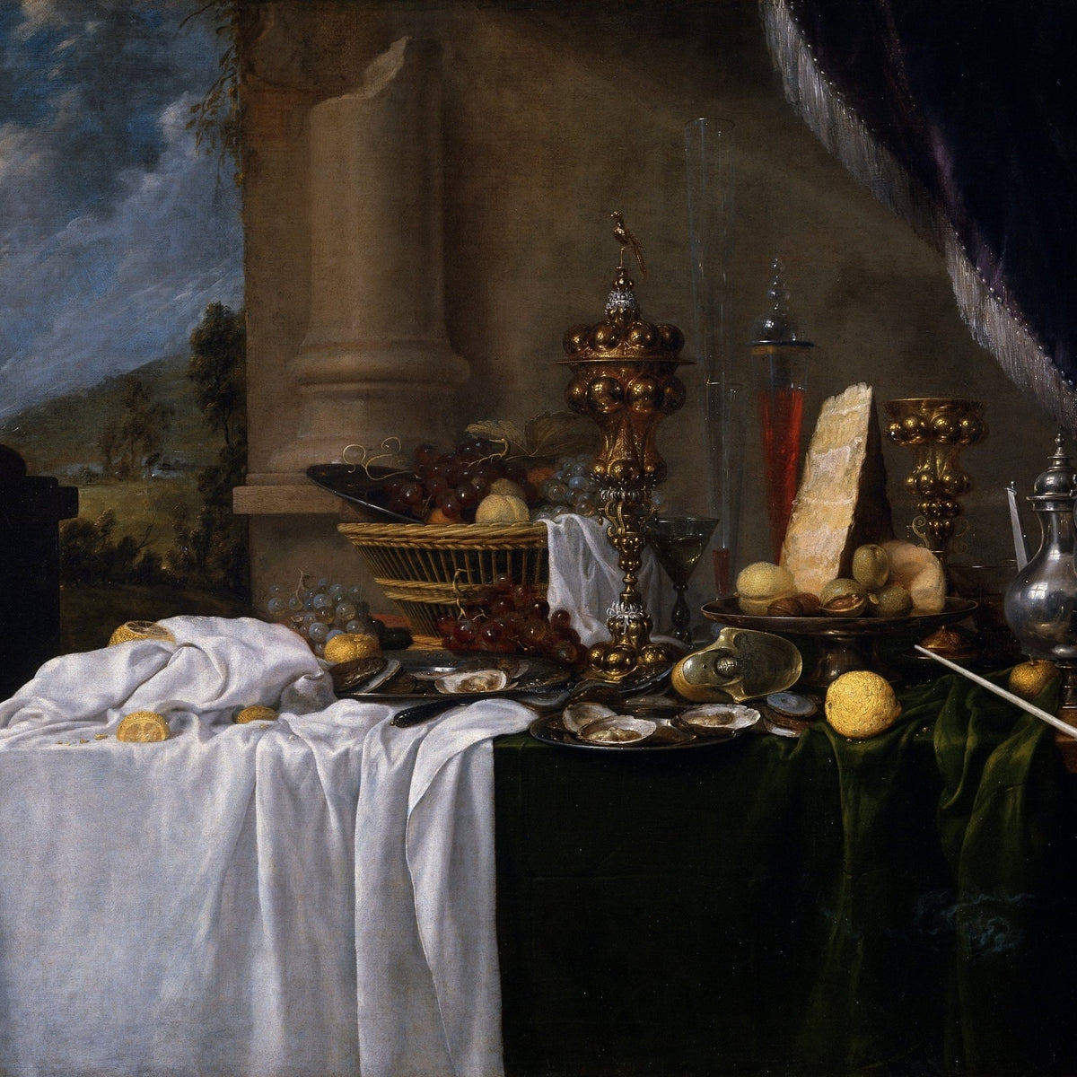 Still Life Oil Painting - Luxury Feast with Silverware - Oil Painting Haven