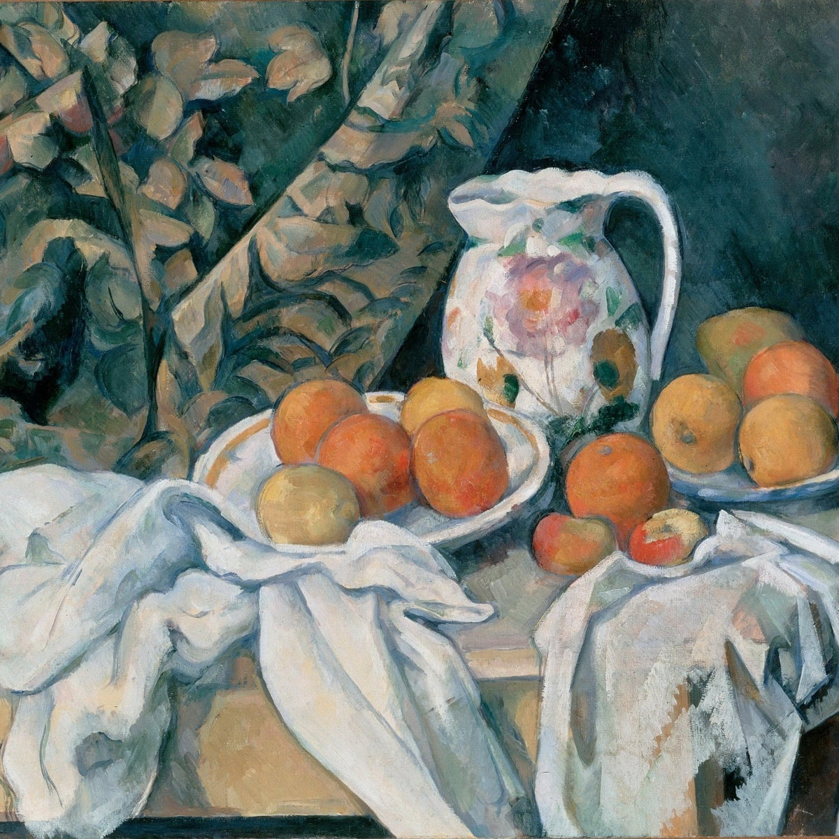 Still Life Oil Painting - Oranges and Floral Pitcher - Oil Painting Haven