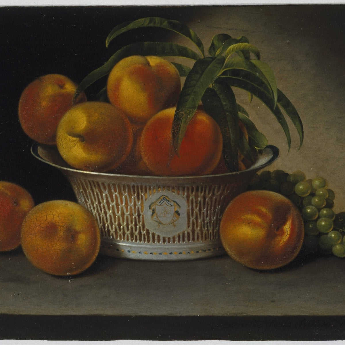 Still Life Oil Painting - Peaches and Grapes - Oil Painting Haven