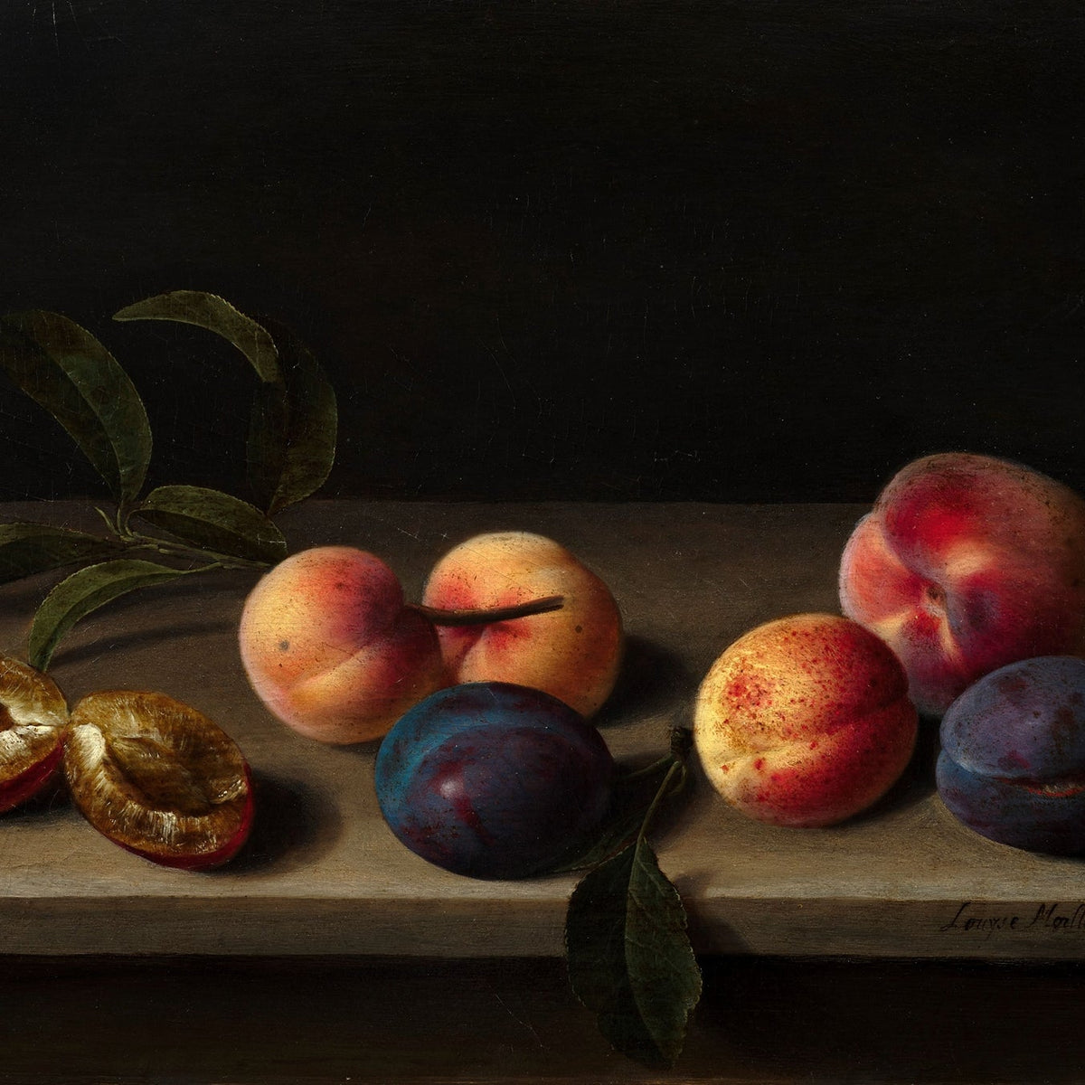 Still Life Oil Painting - Peaches and Plums - Oil Painting Haven