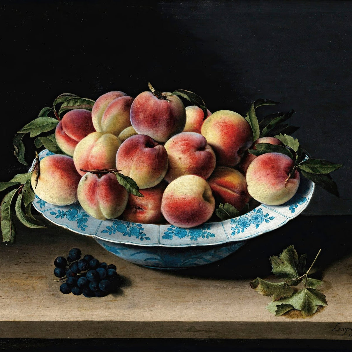 Still Life Oil Painting - Peaches in Porcelain Bowl - Oil Painting Haven