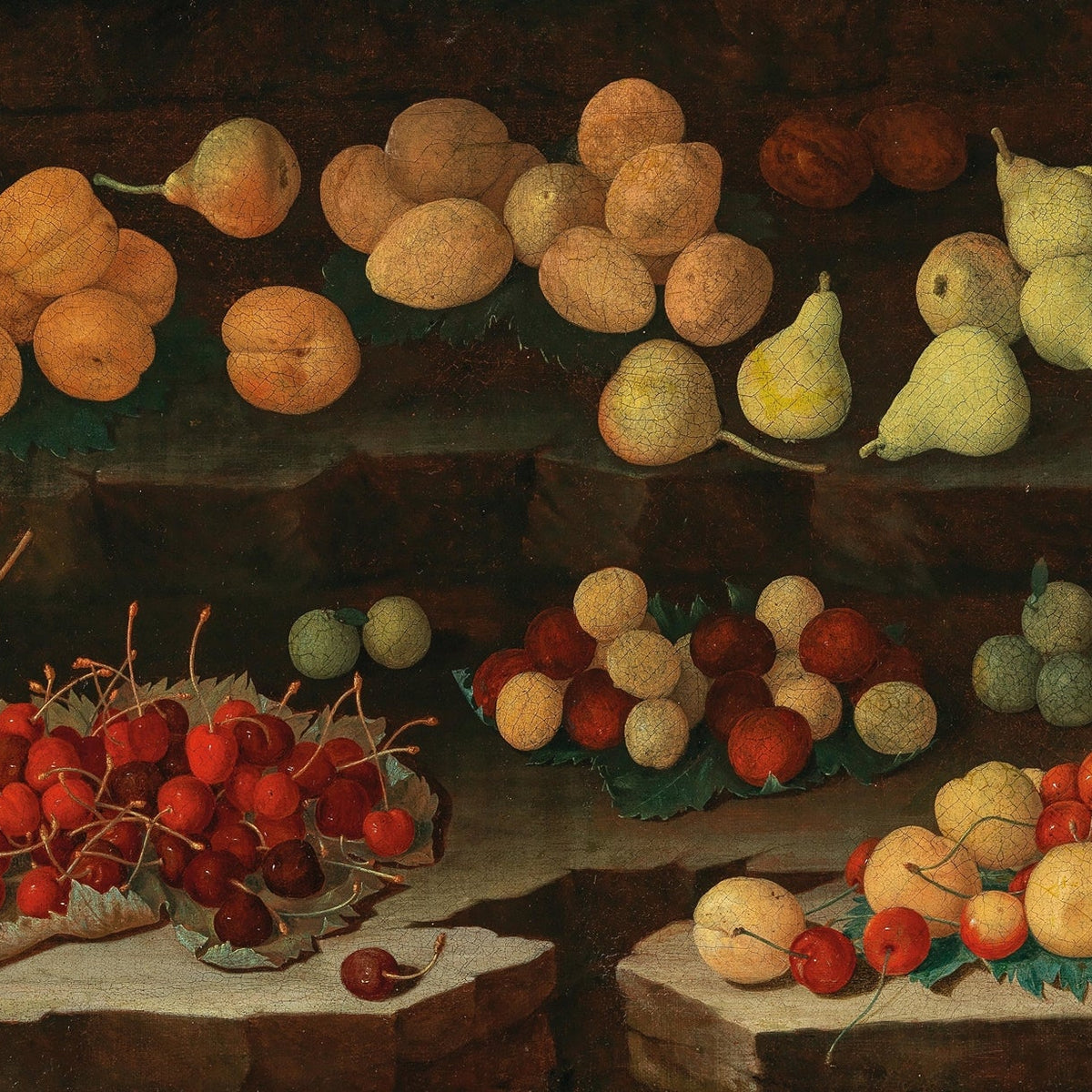 Still Life Oil Painting - Pears, Apricots and Cherries - Oil Painting Haven