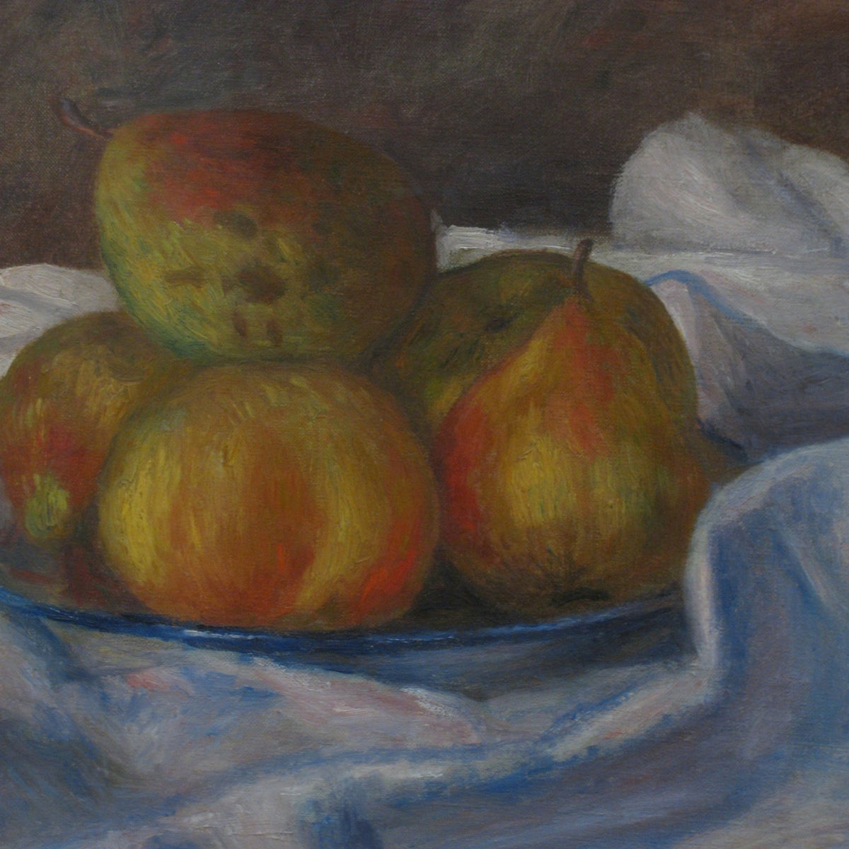 Still Life Oil Painting - Pears on Blue Plate - Oil Painting Haven