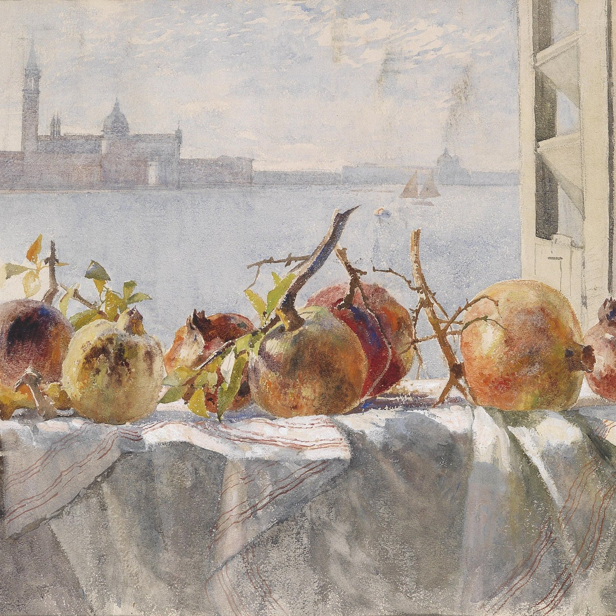 Still Life Oil Painting - Pomegranates by the Window - Oil Painting Haven