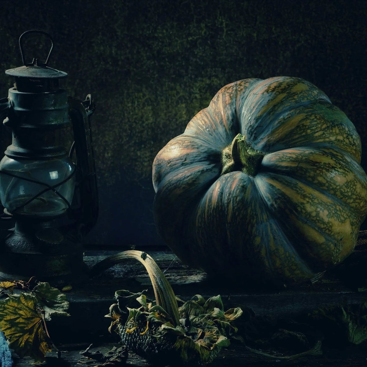 Still Life Oil Painting - Pumpkin and Vintage Lantern - Oil Painting Haven