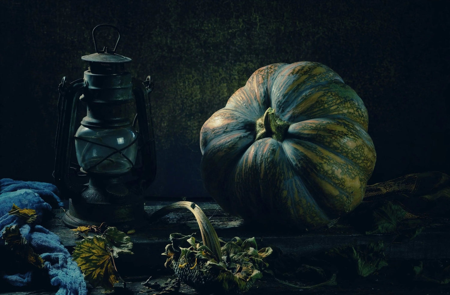 Still Life Oil Painting - Pumpkin and Vintage Lantern - Oil Painting Haven