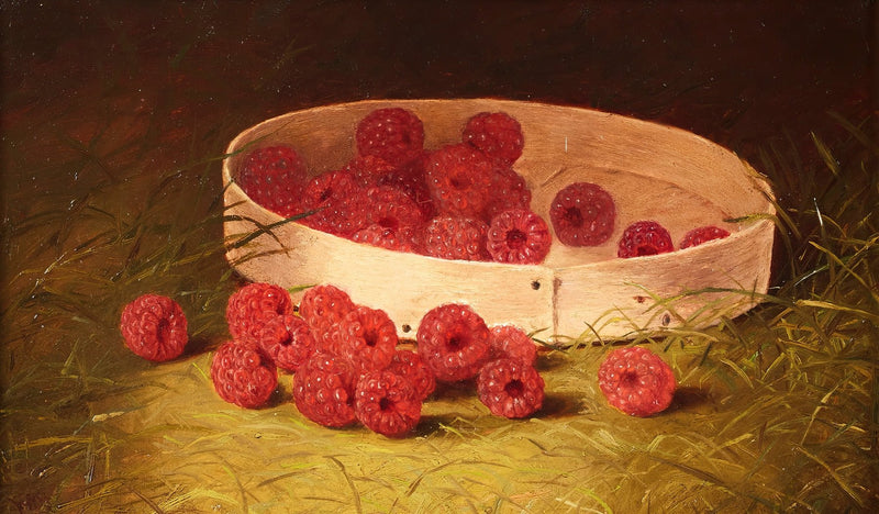 Still Life Oil Painting - Raspberries in Wooden Bowl - Oil Painting Haven