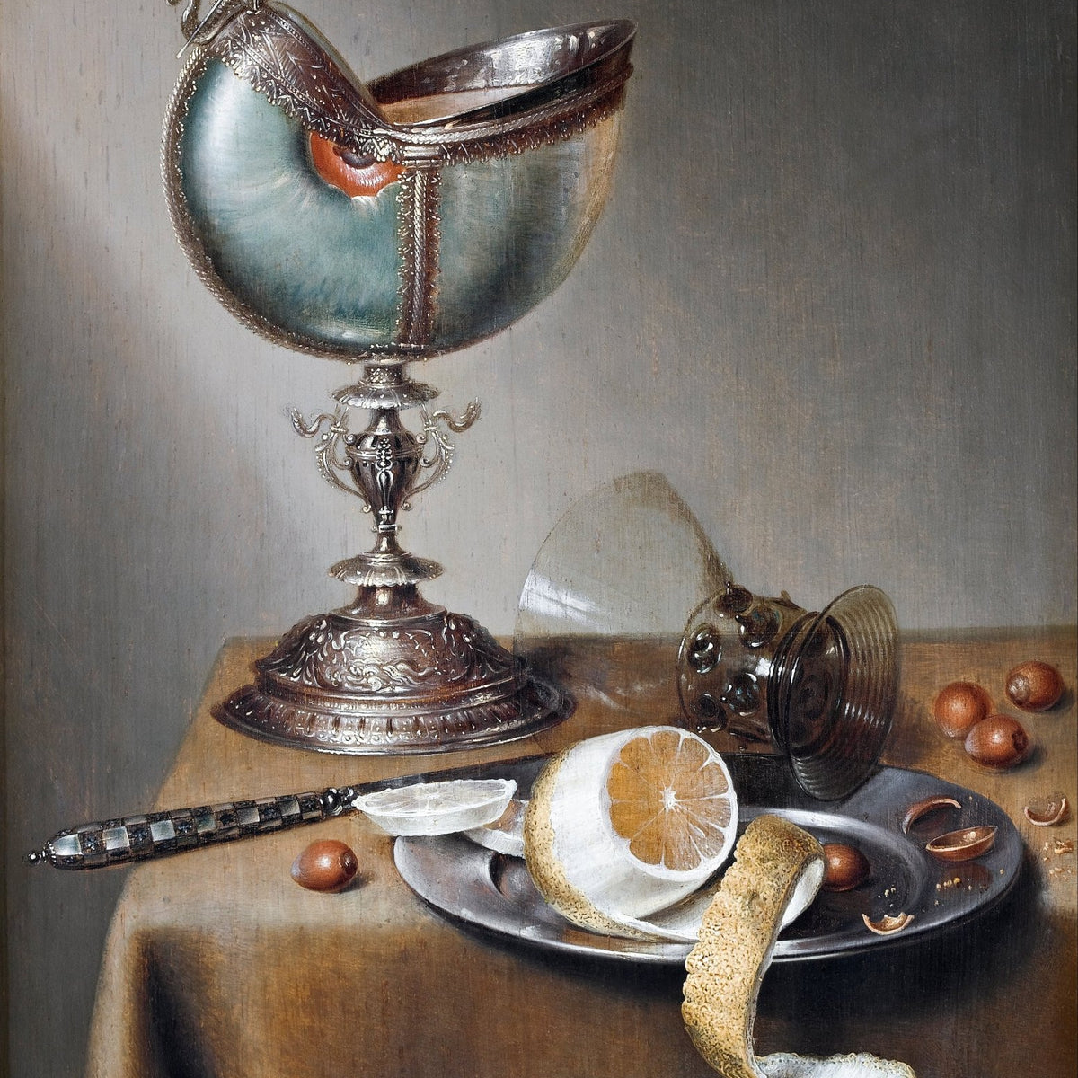 Still Life Oil Painting - Silver Cup and Lemon - Oil Painting Haven